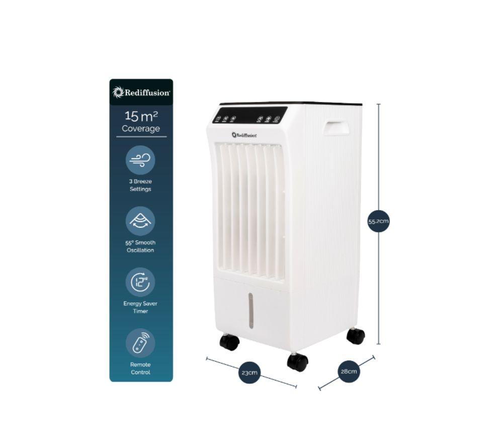 REDIFFUSION 4-in-1 Digital Fan, Humidifier & Air Cooler - White image number 3 of 11