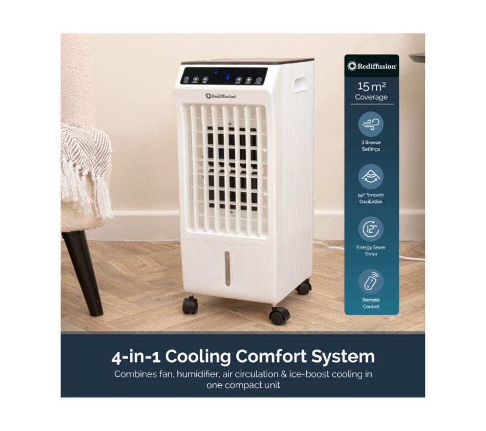 REDIFFUSION 4-in-1 Digital Fan, Humidifier & Air Cooler - White image number 5 of 11