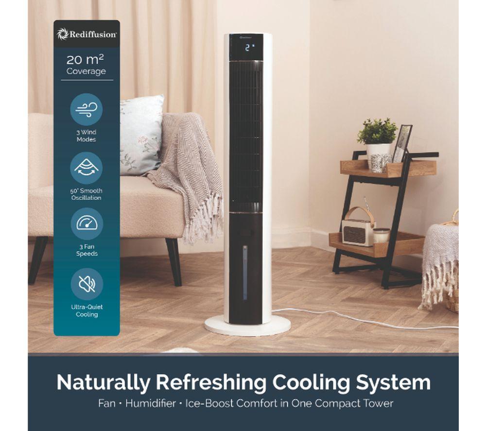 REDIFFUSION ArcticBreeze 38" 3-in-1 Air Cooler & Humidifier Tower Fan - White image number 2 of 6