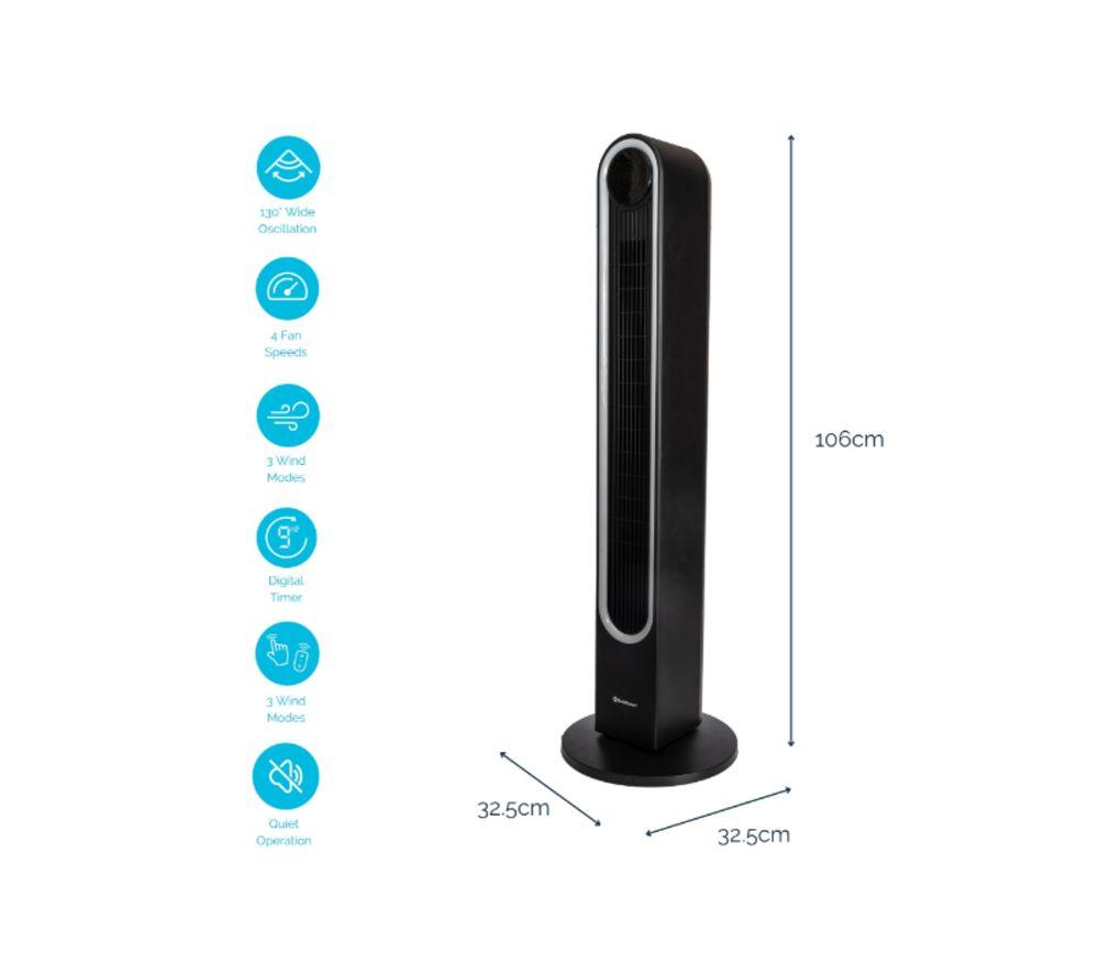 REDIFFUSION REDAC06BK Halo 42" Digital Tower Fan - Black image number 2 of 10