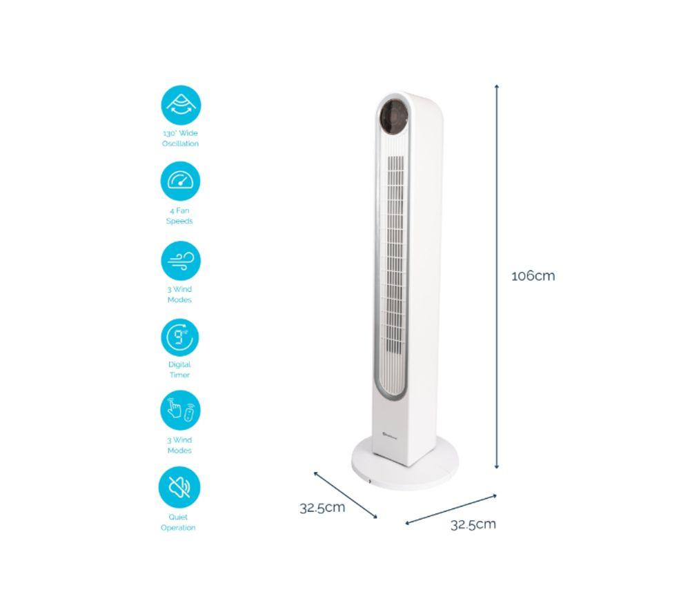 REDIFFUSION REDAC06WT Halo 42" Digital Tower Fan - White image number 11 of 11