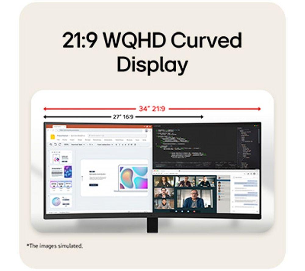 LG UltraWide U6 34U601B-B Quad HD 34" Curved IPS Monitor - Black image number 3 of 8