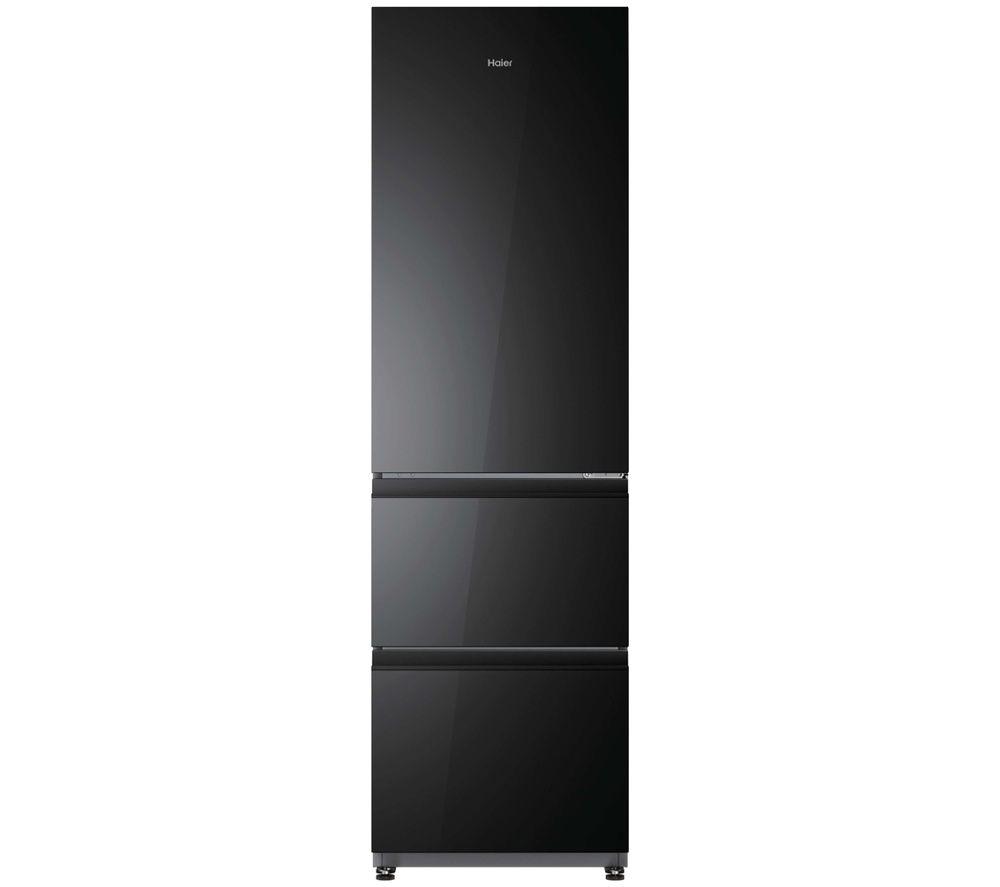 HAIER 3D Combi Series 3 HTR3518DNGBK 60/40 Smart Fridge Freezer - Obsidian Black Glass