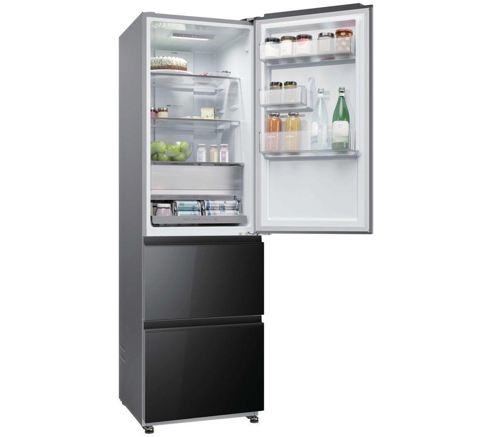 HAIER 3D Combi Series 3 HTR3518DNGBK 60/40 Smart Fridge Freezer - Obsidian Black Glass image number 2 of 6