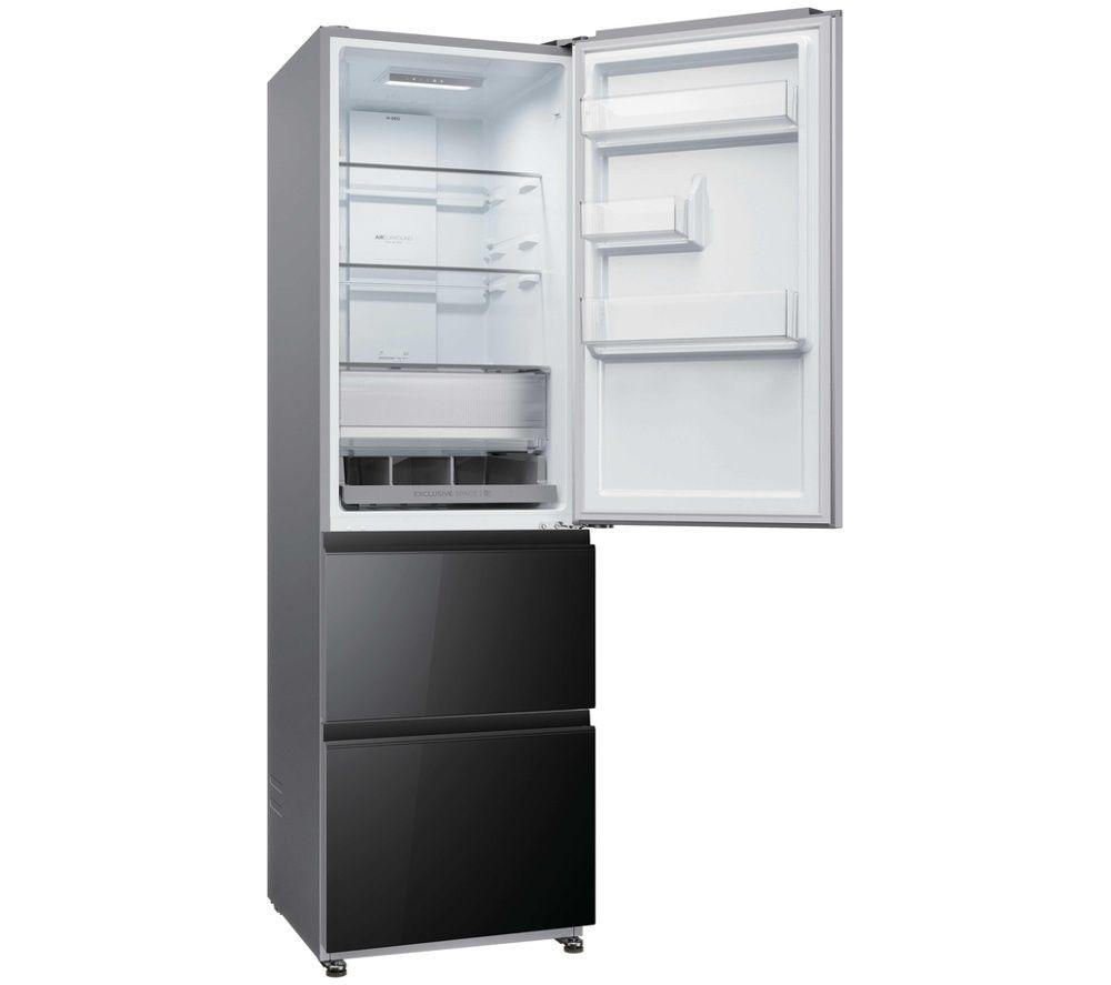 HAIER 3D Combi Series 3 HTR3518DNGBK 60/40 Smart Fridge Freezer - Obsidian Black Glass image number 3 of 6