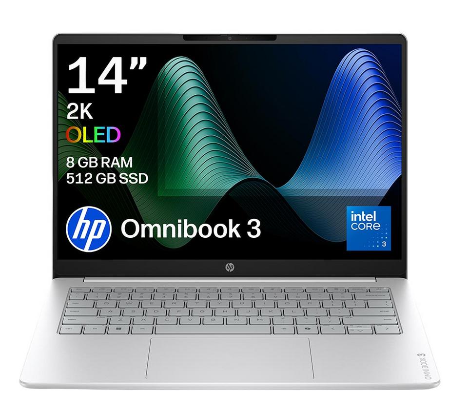 HP OmniBook 3 AI 14" Laptop - Intel® Core™ 3, 512 GB SSD, Silver