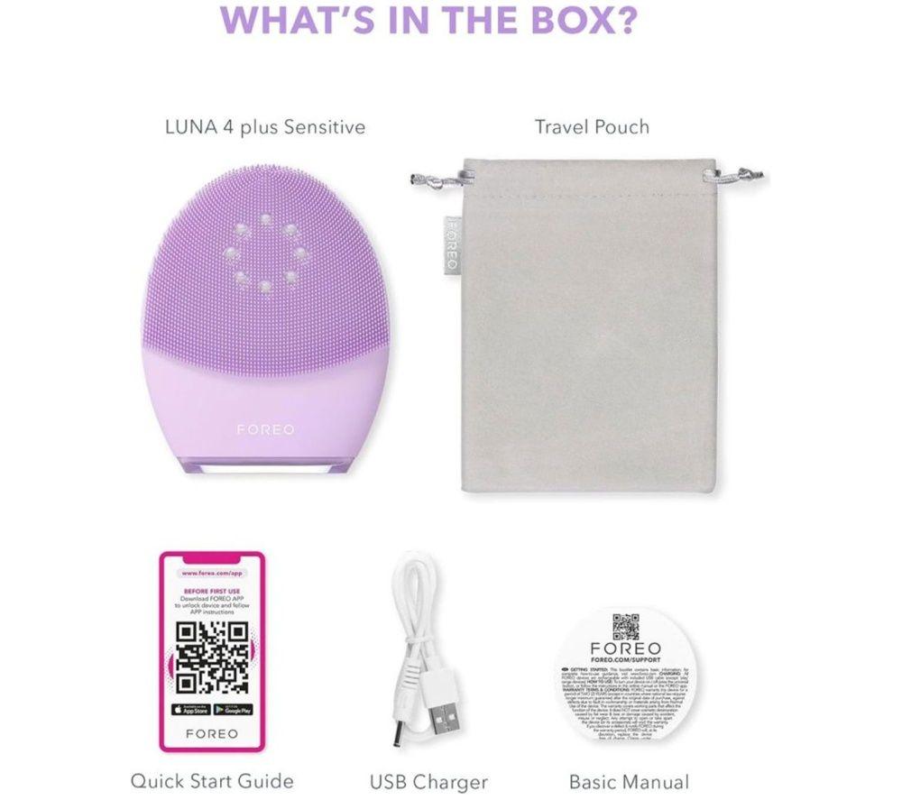 FOREO Luna 4 Plus Smart Facial Cleansing & Firming Device - Sensitive Skin, Lavender image number 5 of 6