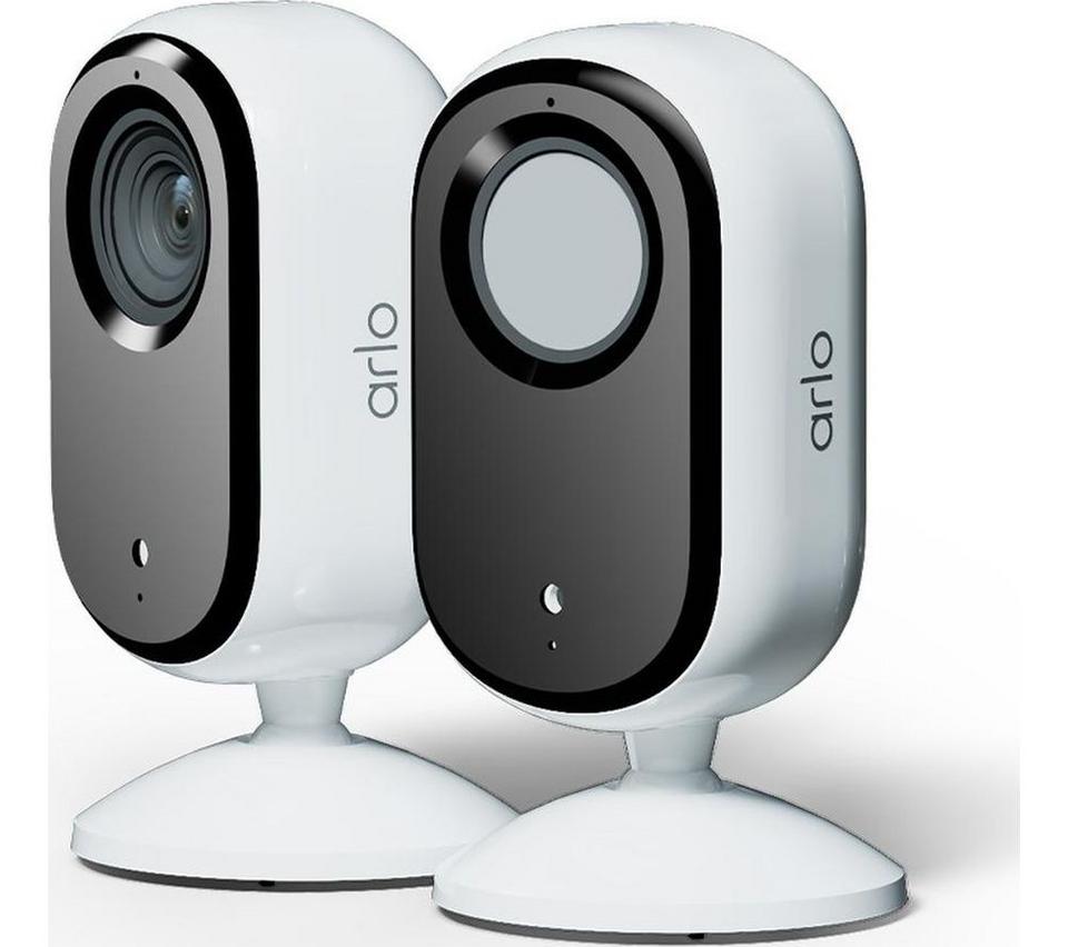 ARLO Essential 3 2K HD Indoor WiFi Security Camera - Pack of 2, Black & White