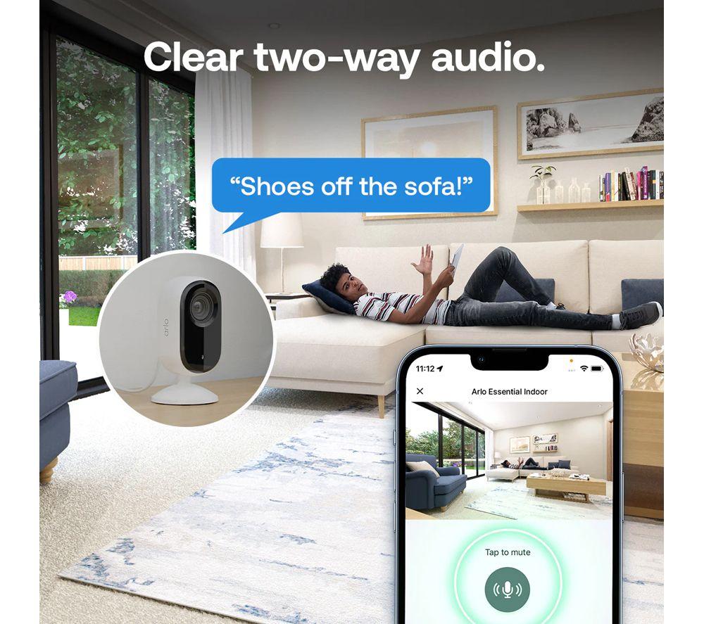 ARLO Essential 3 2K HD Indoor WiFi Security Camera - Pack of 2, Black & White image number 2 of 5