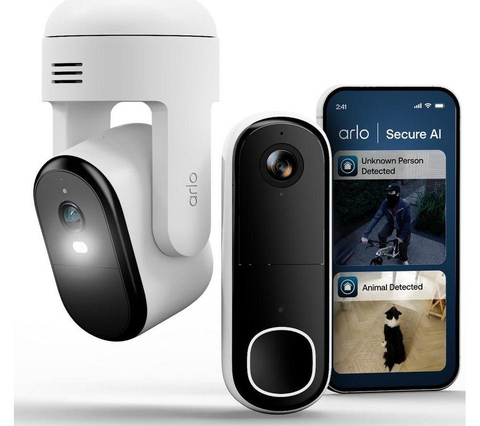 ARLO Essential 3 2K HD Indoor & Outdoor Doorbell Kit with WiFi Security Camera - Black & White
