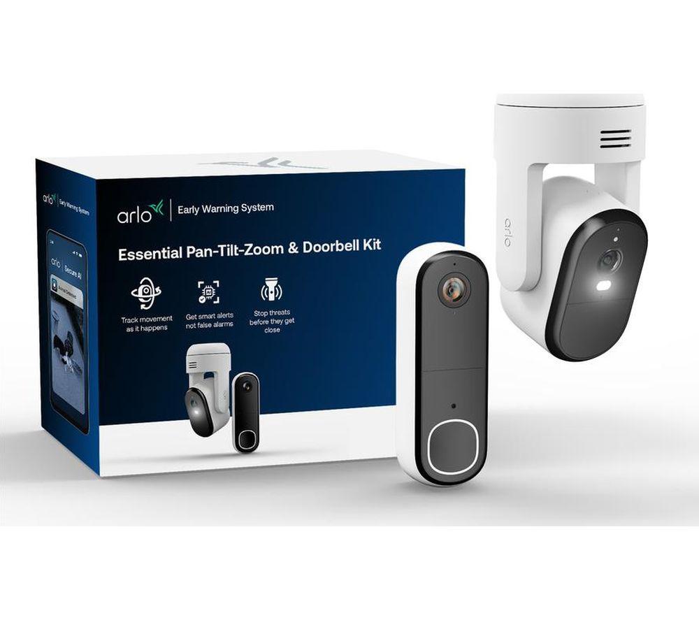 ARLO Essential 3 2K HD Indoor & Outdoor Doorbell Kit with WiFi Security Camera - Black & White image number 2 of 9