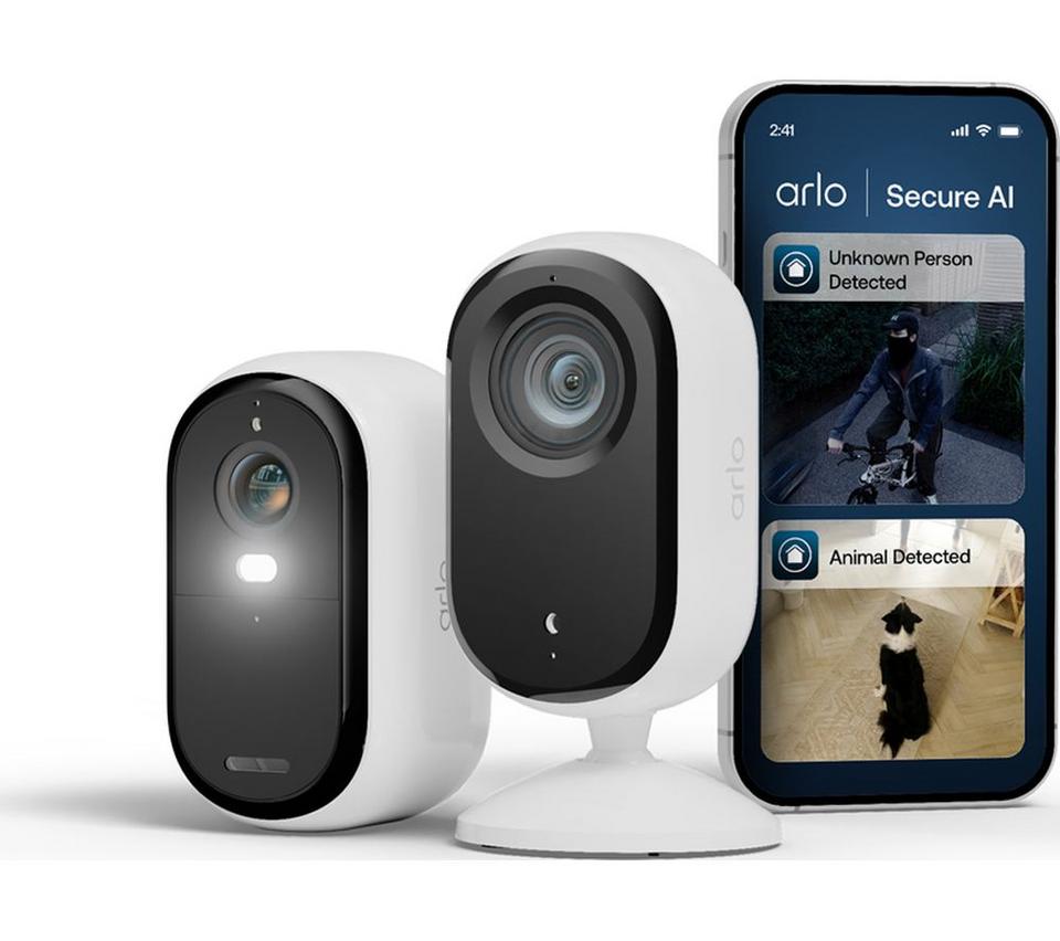 ARLO Essential 3 2K WiFi Home Security Kit with Indoor & Outdoor Cameras - White