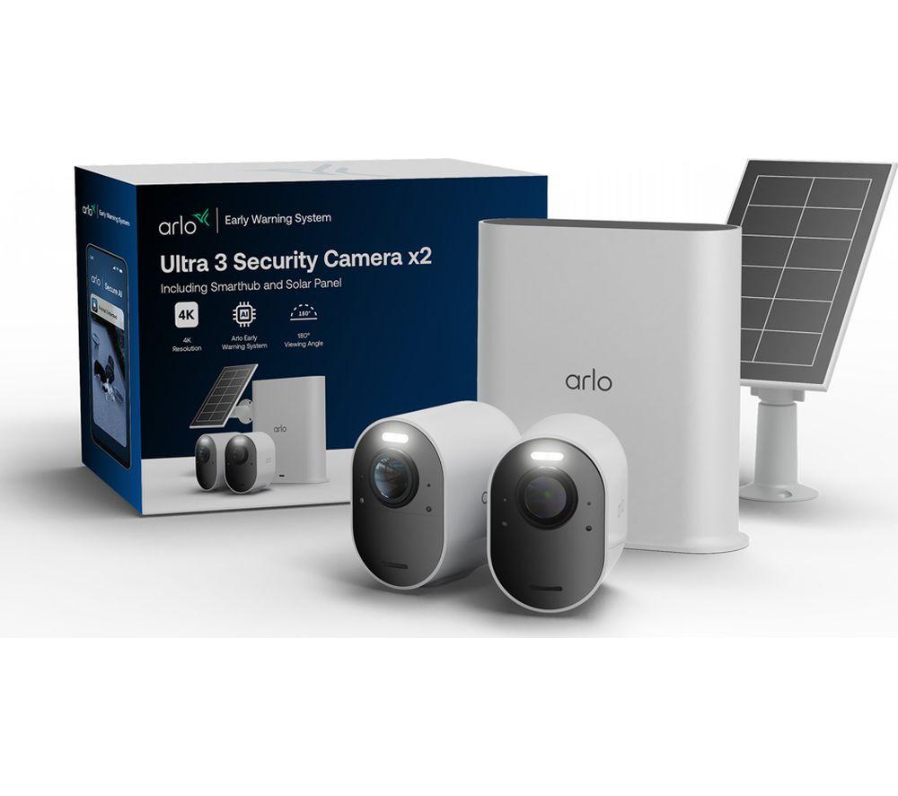 ARLO Ultra 3 4K Ultra HD WiFi Security Camera & Solar Panel Kit - 2 Cameras, White image number 2 of 9