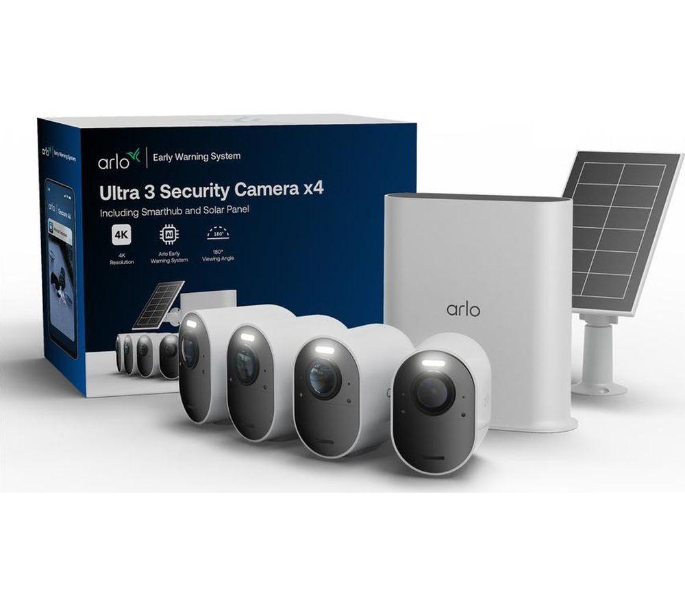 ARLO Ultra 3 4K Ultra HD WiFi Security Camera & Solar Panel Kit - 4 Cameras, White image number 2 of 12