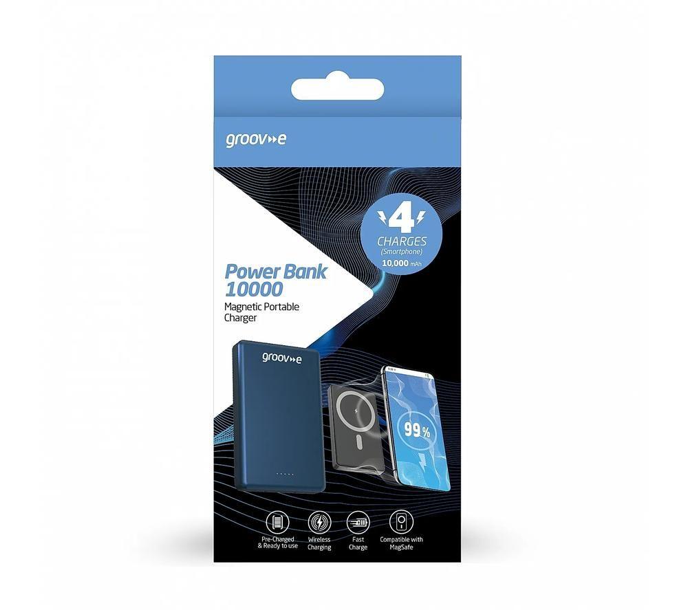 GROOV-E GV-CH1000M - BE Portable Magnetic Wireless Power Bank - Blue image number 3 of 5