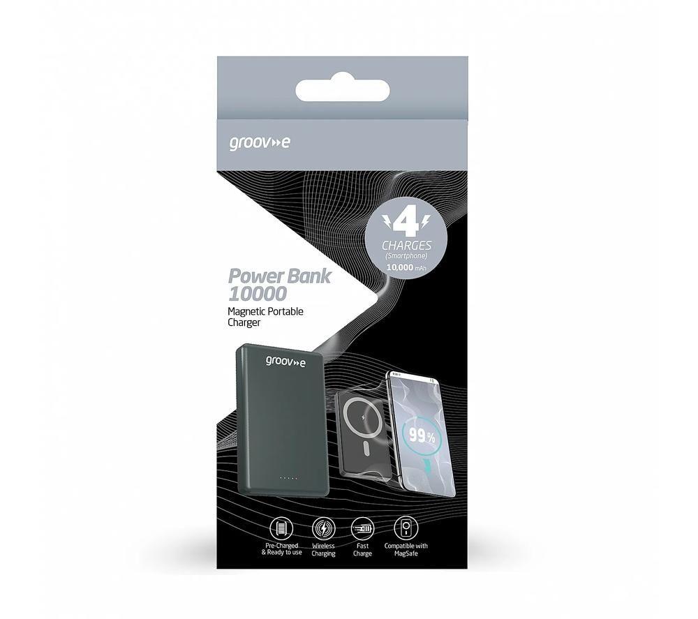 GROOV-E GV-CH1000M-SR Portable Magnetic Wireless Power Bank - Silver image number 3 of 5
