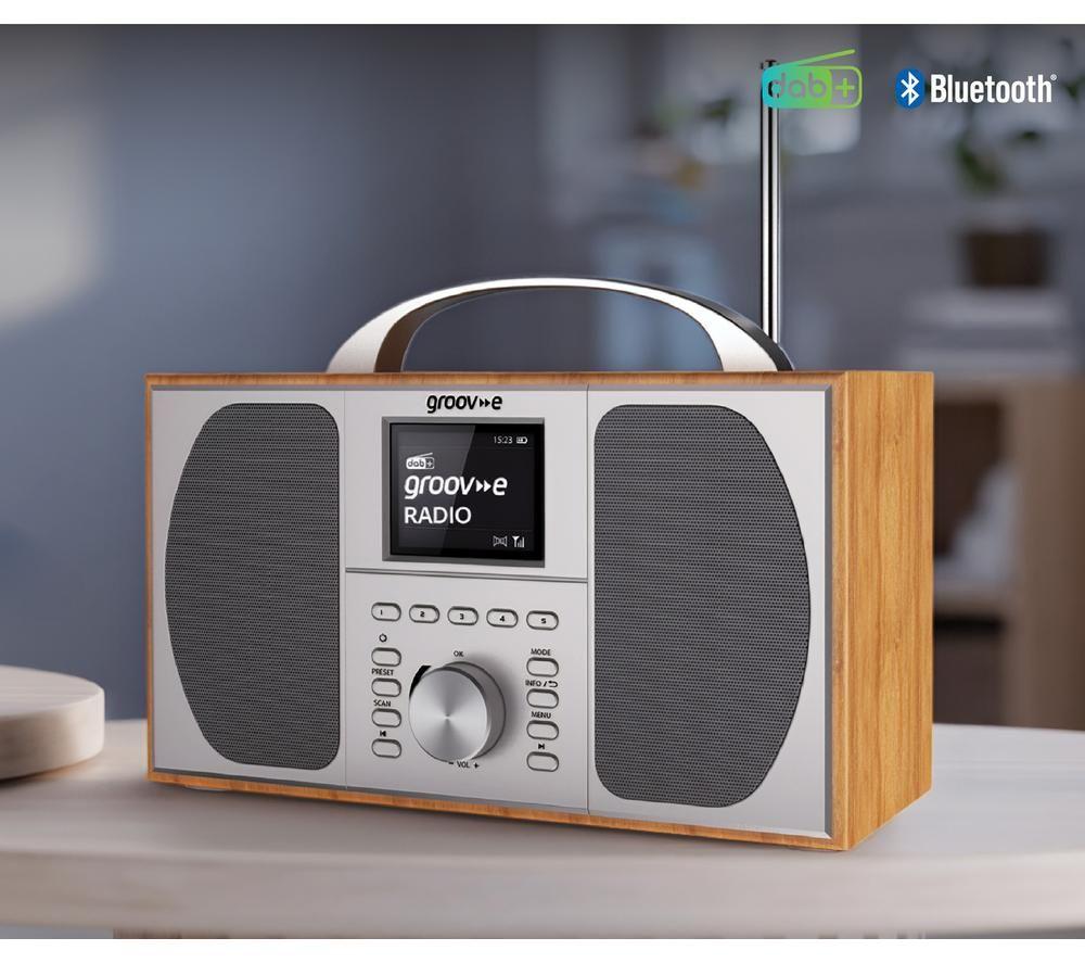 GROOV-E Stockholm Portable DAB/FM Bluetooth Radio - Brown & Grey image number 3 of 5