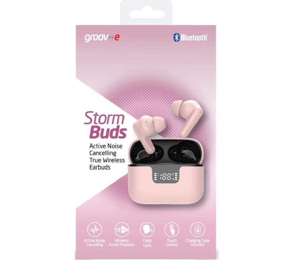 GROOV-E Storm Buds Wireless Bluetooth Noise-Cancelling Earbuds - Pink image number 4 of 7