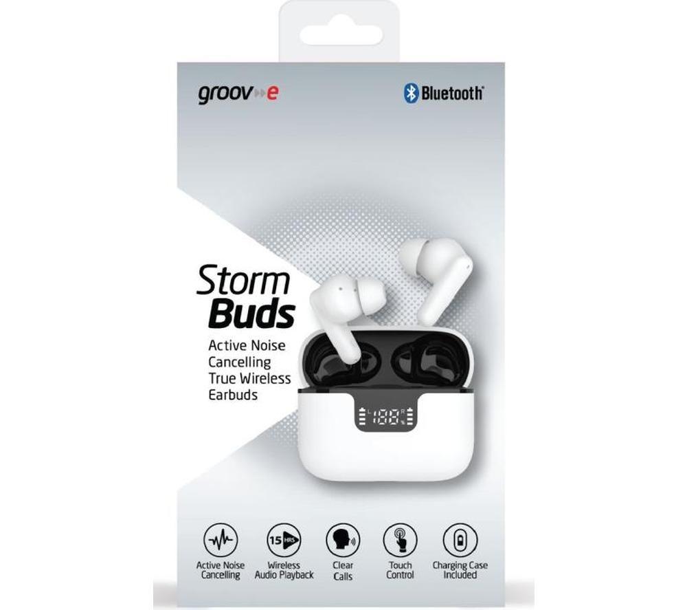 GROOV-E Storm Buds Wireless Bluetooth Noise-Cancelling Earbuds - White image number 4 of 7