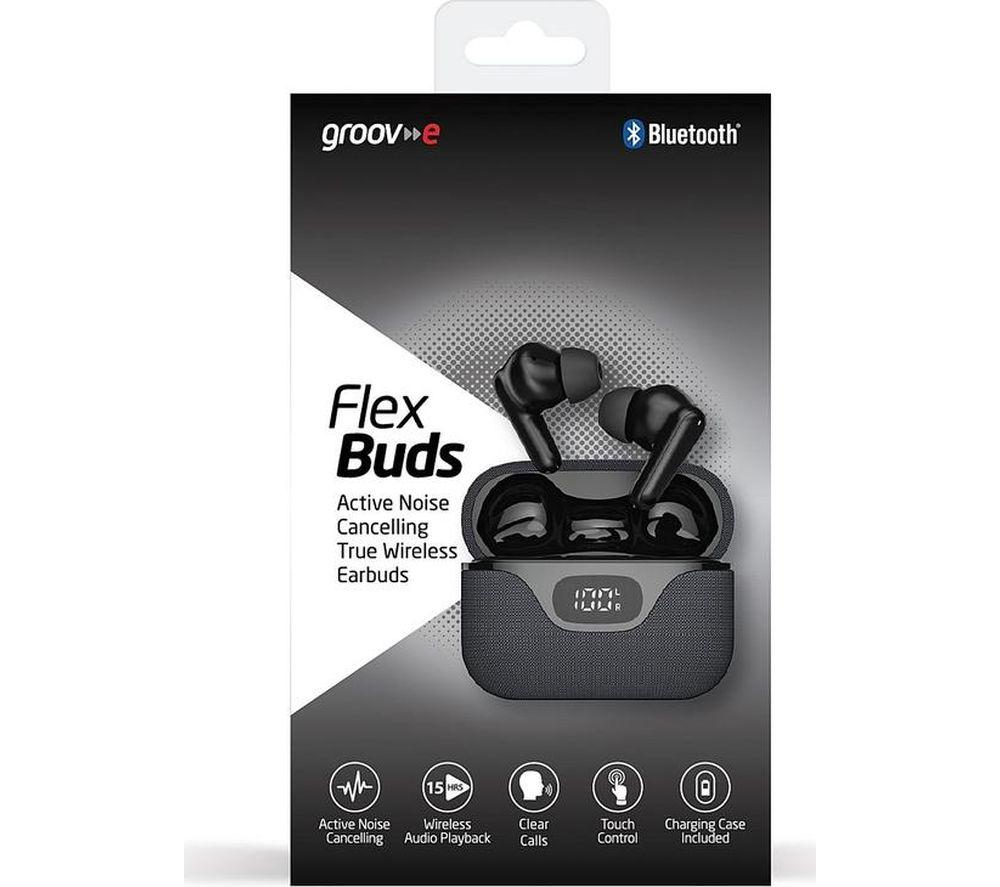 GROOV-E Flex Buds Wireless Bluetooth Noise-Cancelling Earbuds - Black image number 4 of 6