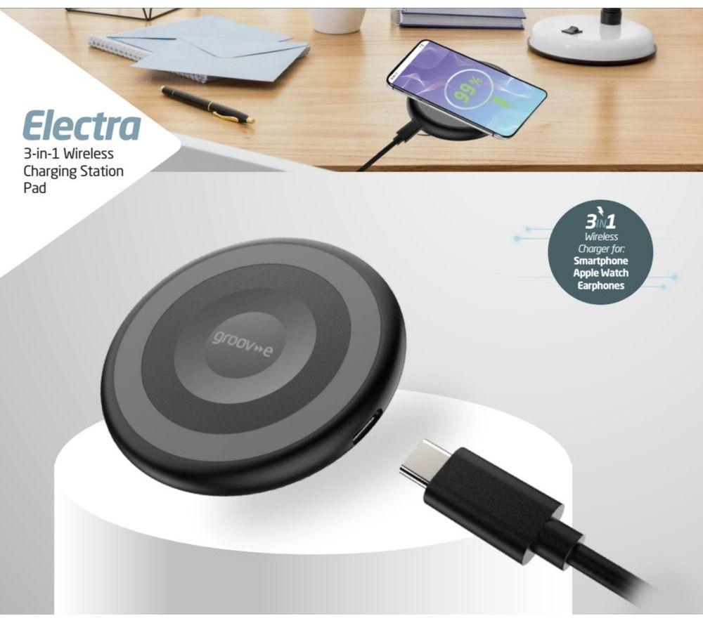 GROOV-E Electra GVWC12BK 3 in 1 Wireless Charging Pad image number 2 of 3