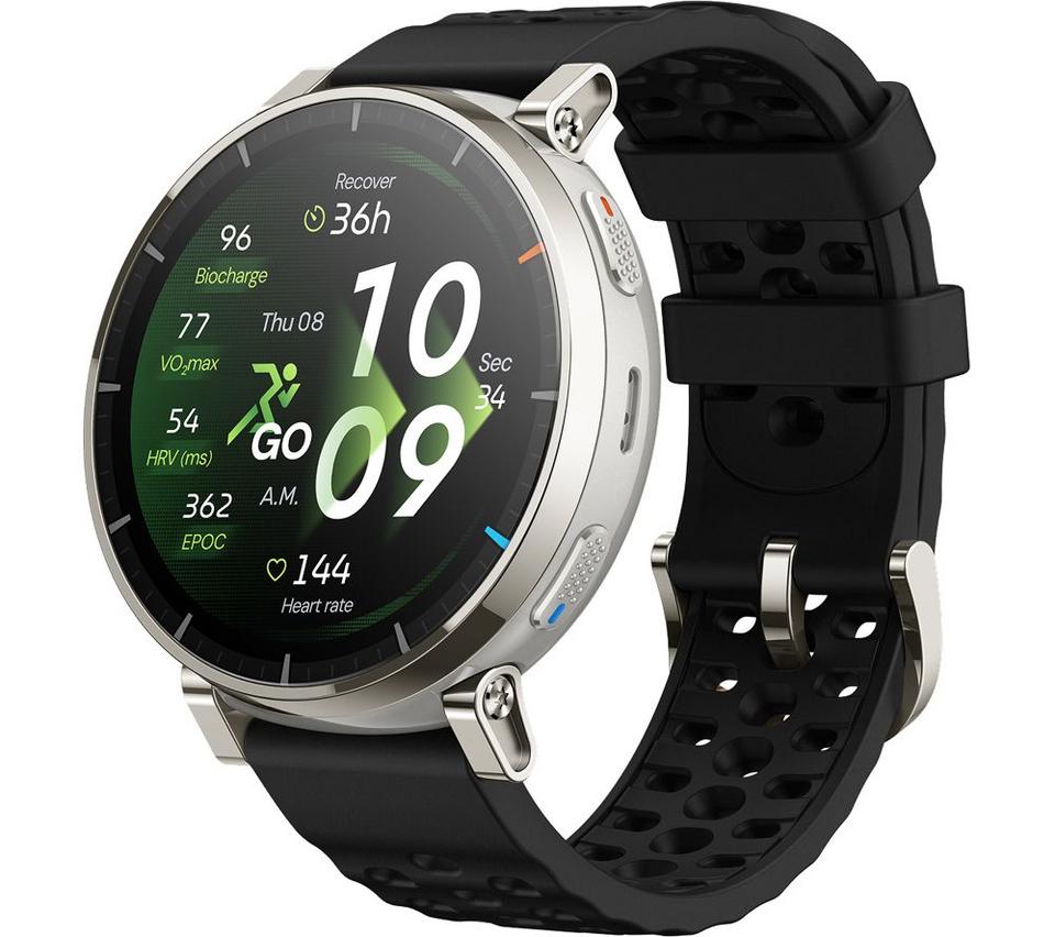 AMAZFIT Active 3 Premium Smart Watch - Apex Silver, Silicone Strap