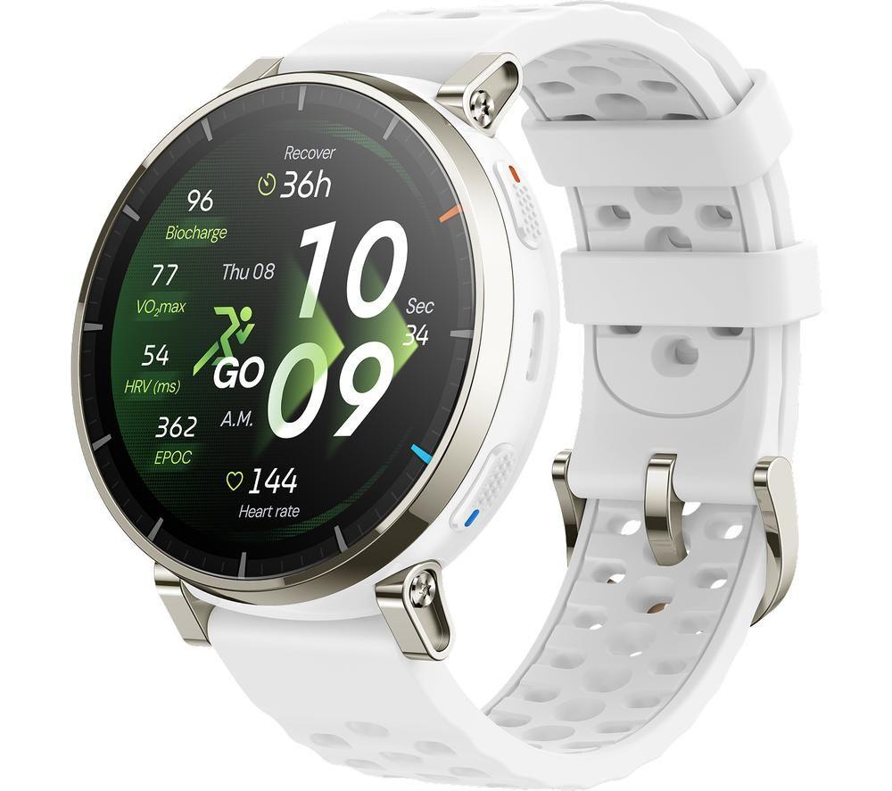Amazfit Active 3 Premium Smart Watch - Aero White, Silicone Strap, White