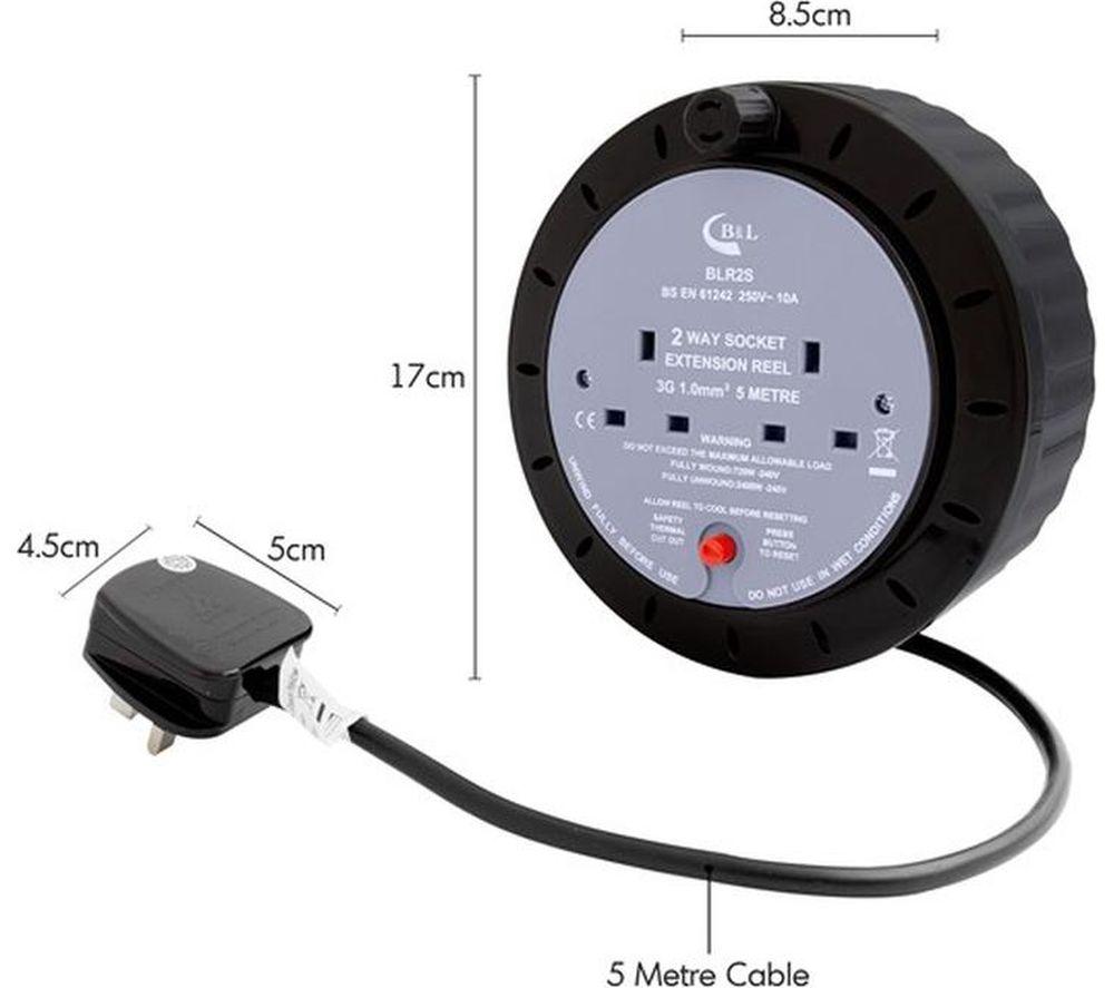 BENROSS 45630 2-Socket Extension Cable Reel - 5 m image number 2 of 4