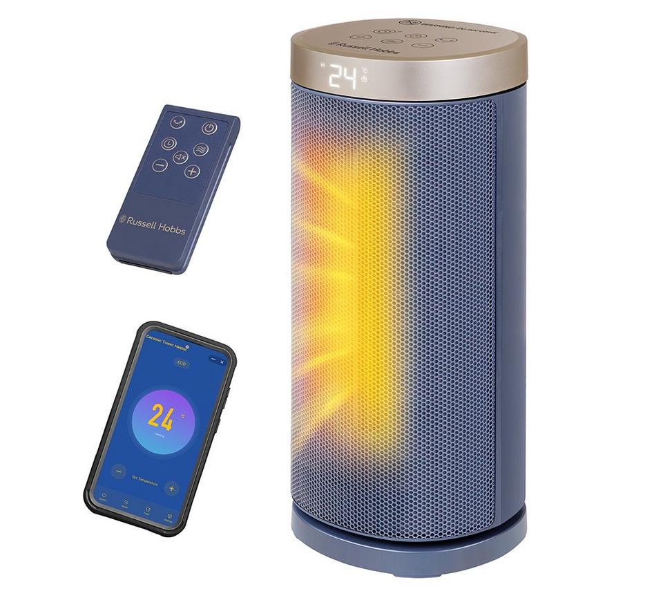 RUSSELL HOBBS RHCTH2001OP-SMT Smart Ceramic Fan Heater - Navy Blue & Champagne