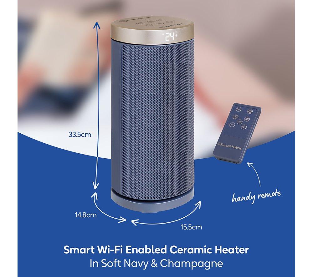 RUSSELL HOBBS RHCTH2001OP-SMT Smart Ceramic Fan Heater - Navy Blue & Champagne image number 2 of 14