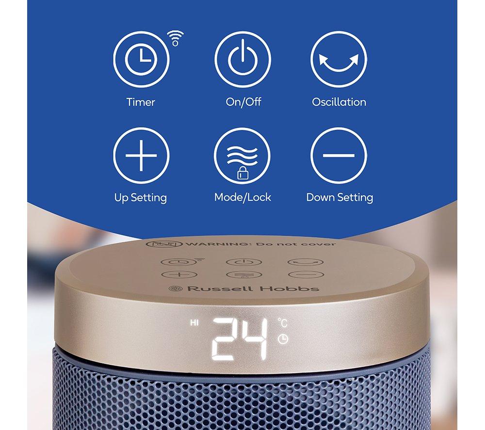 RUSSELL HOBBS RHCTH2001OP-SMT Smart Ceramic Fan Heater - Navy Blue & Champagne image number 10 of 14