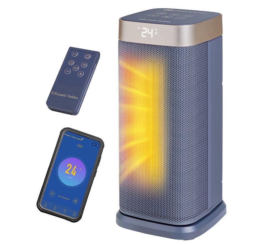 RUSSELL HOBBS RHCTH2002OP-SMT Smart Ceramic Fan Heater - Navy Blue & Champagne