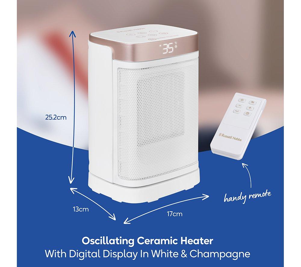 RUSSELL HOBBS RHCH2001WCHAMP Ceramic Fan Heater - White & Champagne image number 2 of 14
