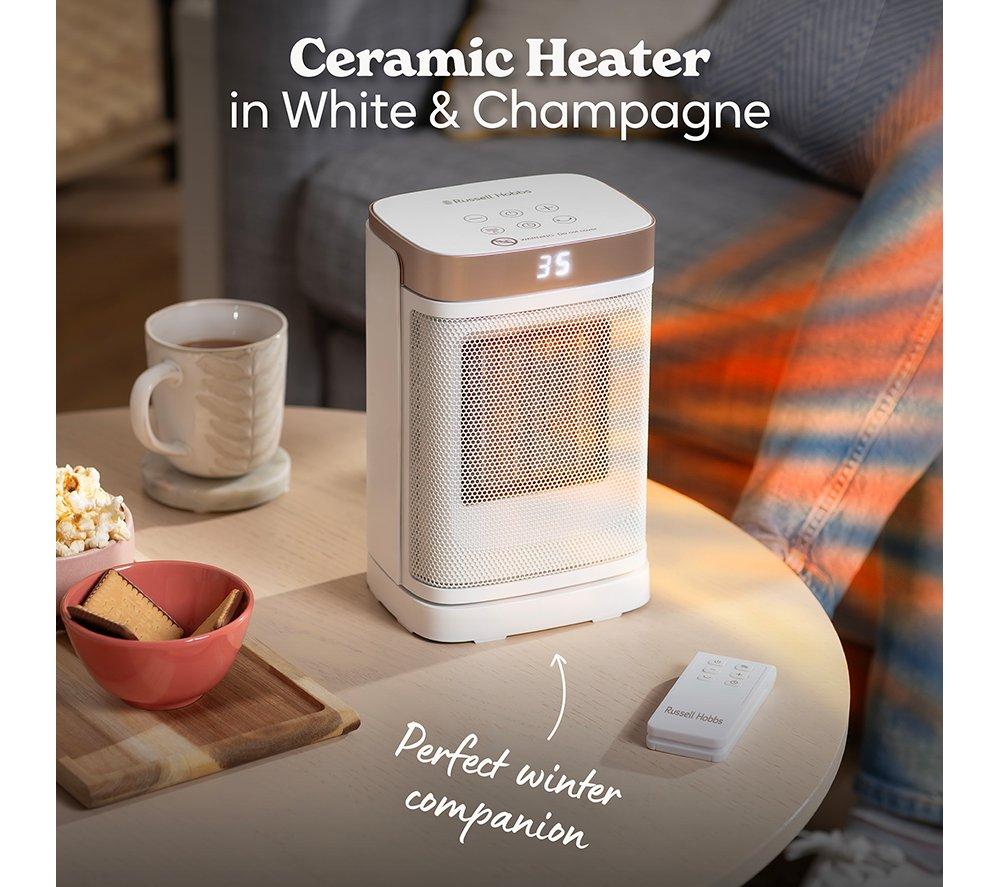 RUSSELL HOBBS RHCH2001WCHAMP Ceramic Fan Heater - White & Champagne image number 3 of 14