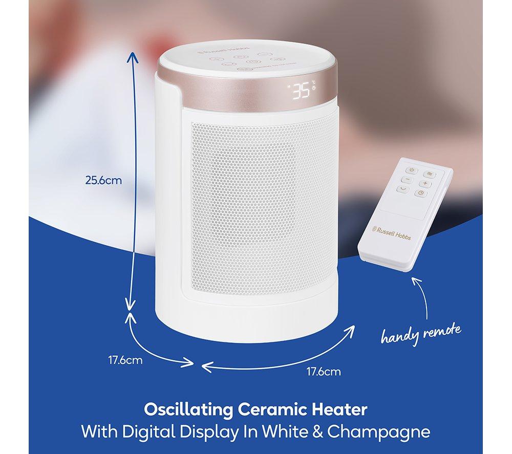 RUSSELL HOBBS RHCH2002WCHAMP Ceramic Fan Heater - White & Champagne image number 2 of 14