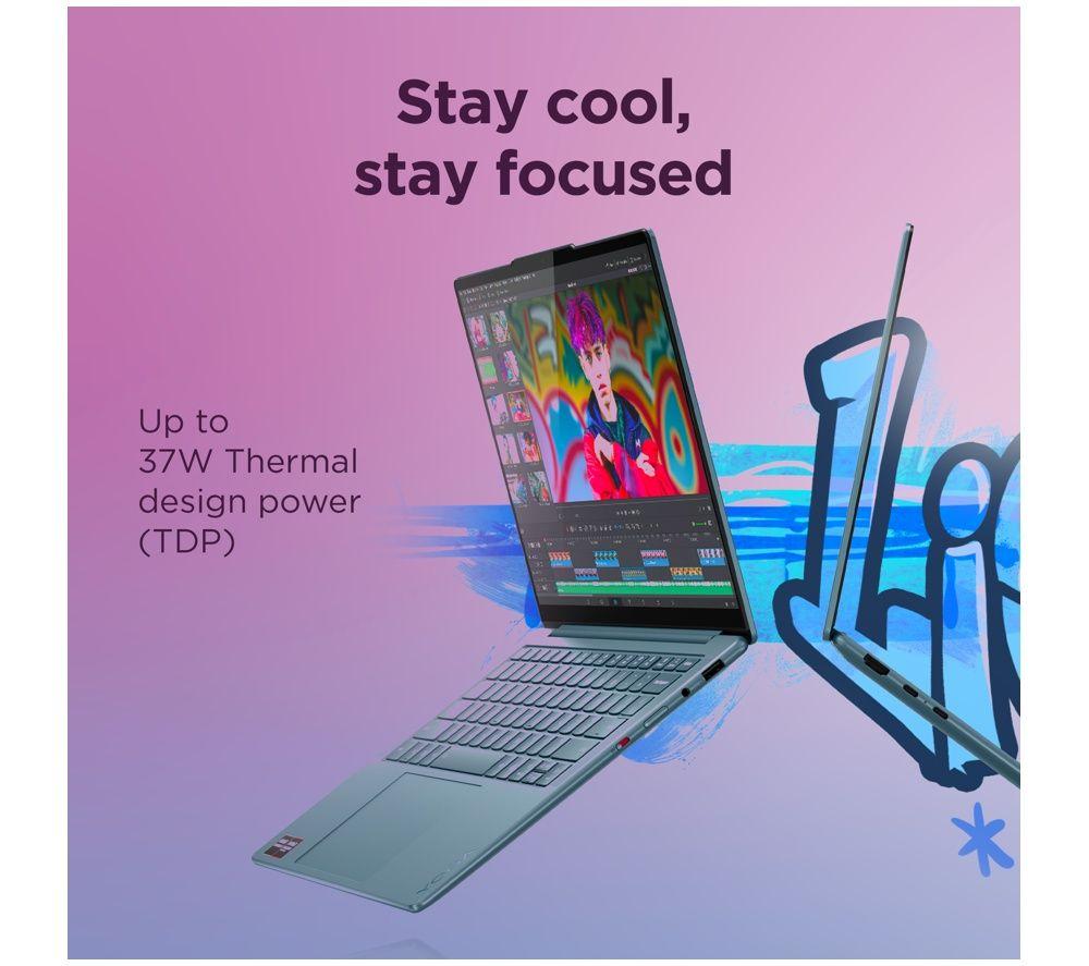 LENOVO Yoga Slim 7 14" Laptop, Copilot+ PC - AMD Ryzen AI 5, 512 GB SSD, Tidal Teal image number 2 of 8