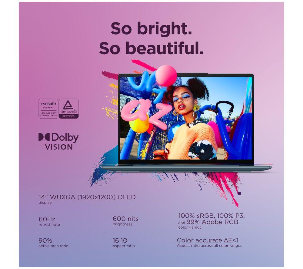 LENOVO Yoga Slim 7 14" Laptop, Copilot+ PC - AMD Ryzen AI 5, 512 GB SSD, Tidal Teal image number 5 of 8