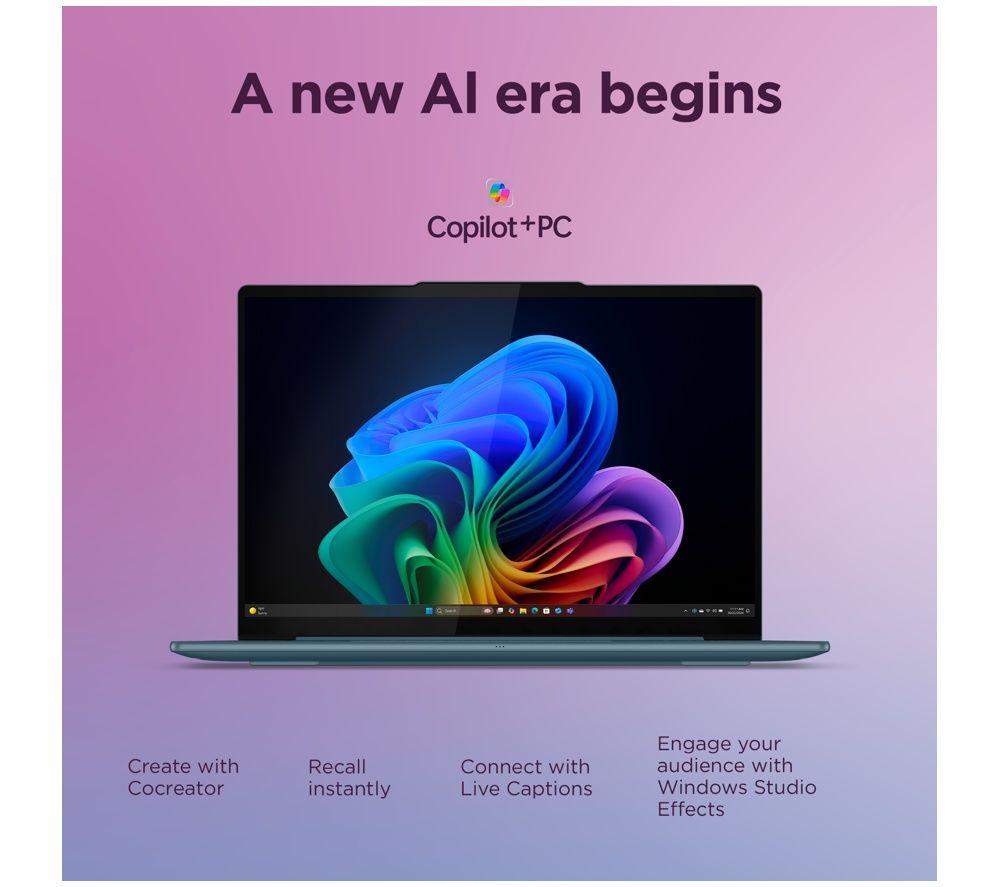 LENOVO Yoga Slim 7 14" Laptop, Copilot+ PC - AMD Ryzen AI 5, 512 GB SSD, Tidal Teal image number 6 of 8