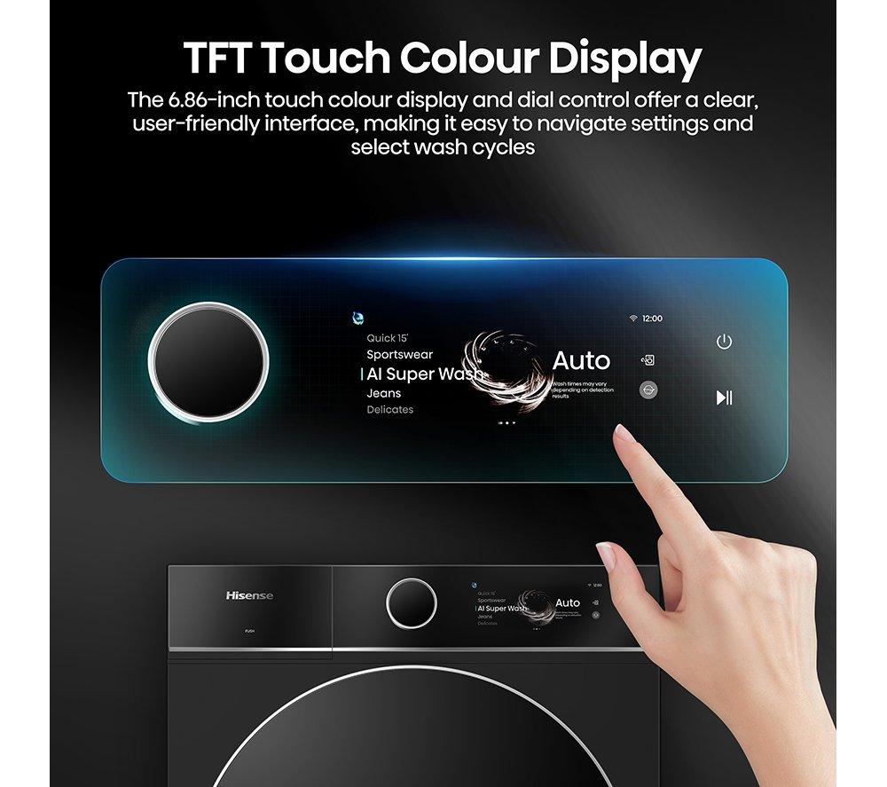 HISENSE KitchenFit 7i Series WF7I1248BBR WiFi-enabled 12 kg 1400 Spin Washing Machine - Black image number 10 of 37