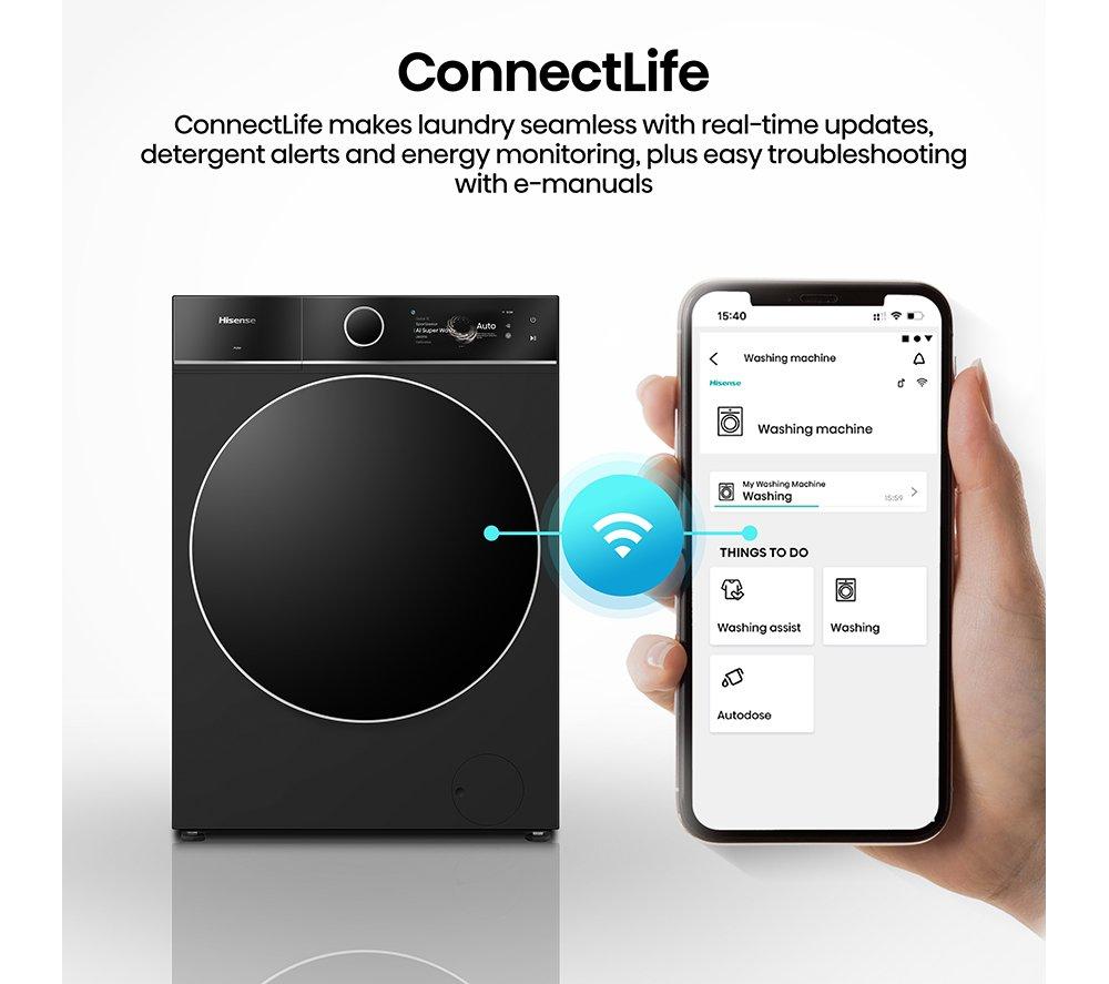 HISENSE KitchenFit 7i Series WF7I1248BBR WiFi-enabled 12 kg 1400 Spin Washing Machine - Black image number 19 of 37