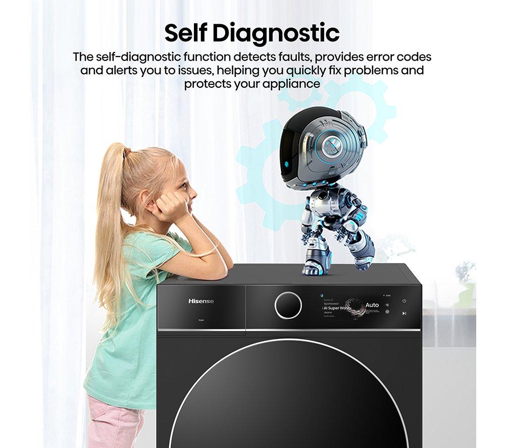 HISENSE KitchenFit 7i Series WF7I1248BBR WiFi-enabled 12 kg 1400 Spin Washing Machine - Black image number 33 of 37