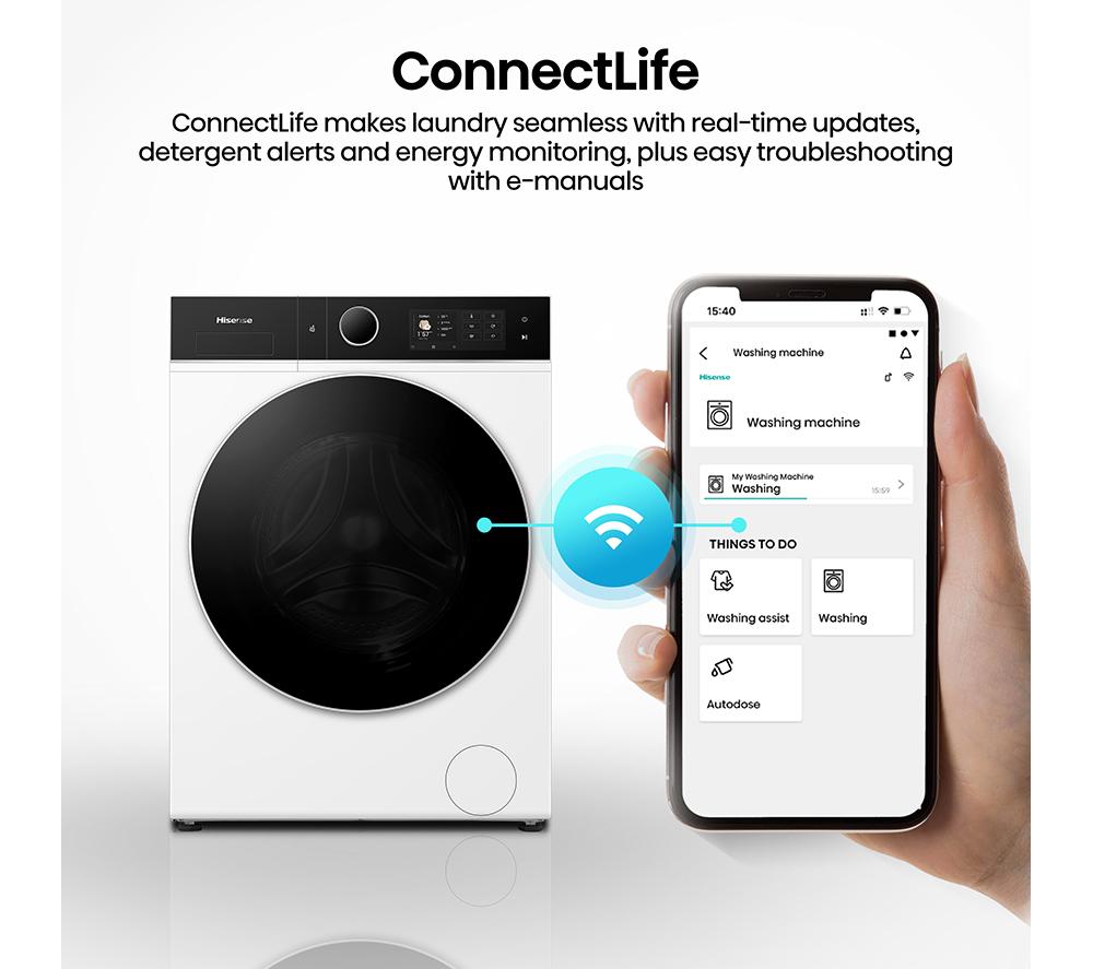 HISENSE KitchenFit 5i Series WD5I1245BWRH WiFi-enabled 12 kg Washer Dryer - White image number 28 of 35