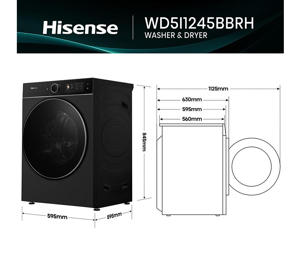 HISENSE KitchenFit 5i Series WD5I1245BBRH WiFi-enabled 12 kg Washer Dryer - Black image number 6 of 35