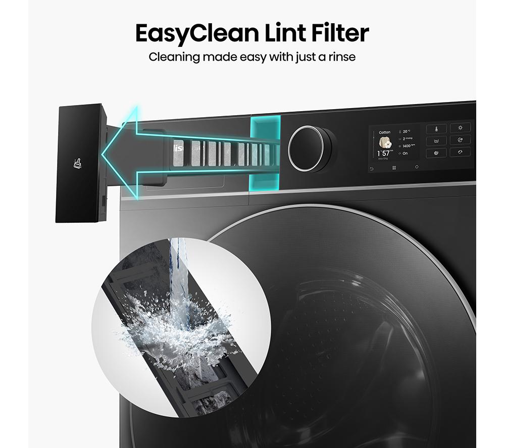 HISENSE KitchenFit 5i Series WD5I1245BBRH WiFi-enabled 12 kg Washer Dryer - Black image number 14 of 35