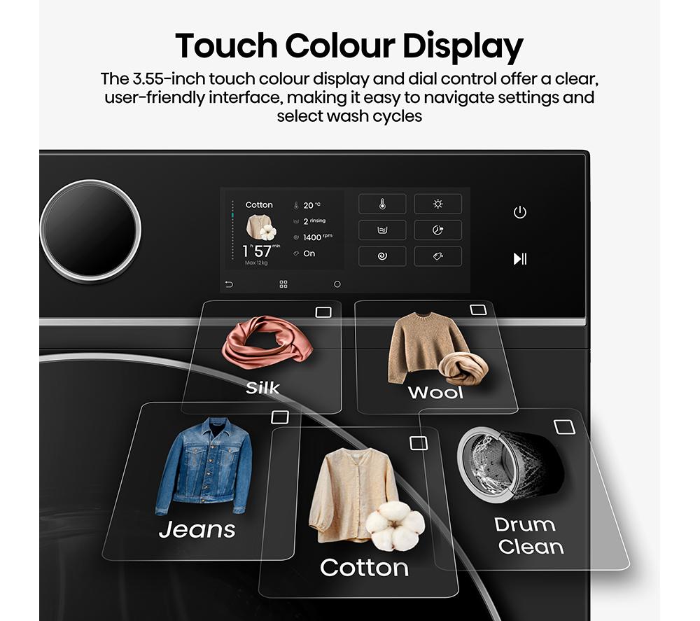 HISENSE KitchenFit 5i Series WD5I1245BBRH WiFi-enabled 12 kg Washer Dryer - Black image number 18 of 35