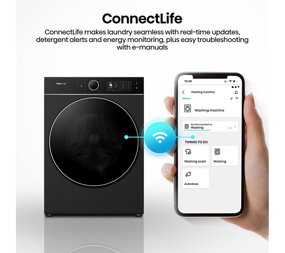 HISENSE KitchenFit 5i Series WD5I1245BBRH WiFi-enabled 12 kg Washer Dryer - Black image number 29 of 35