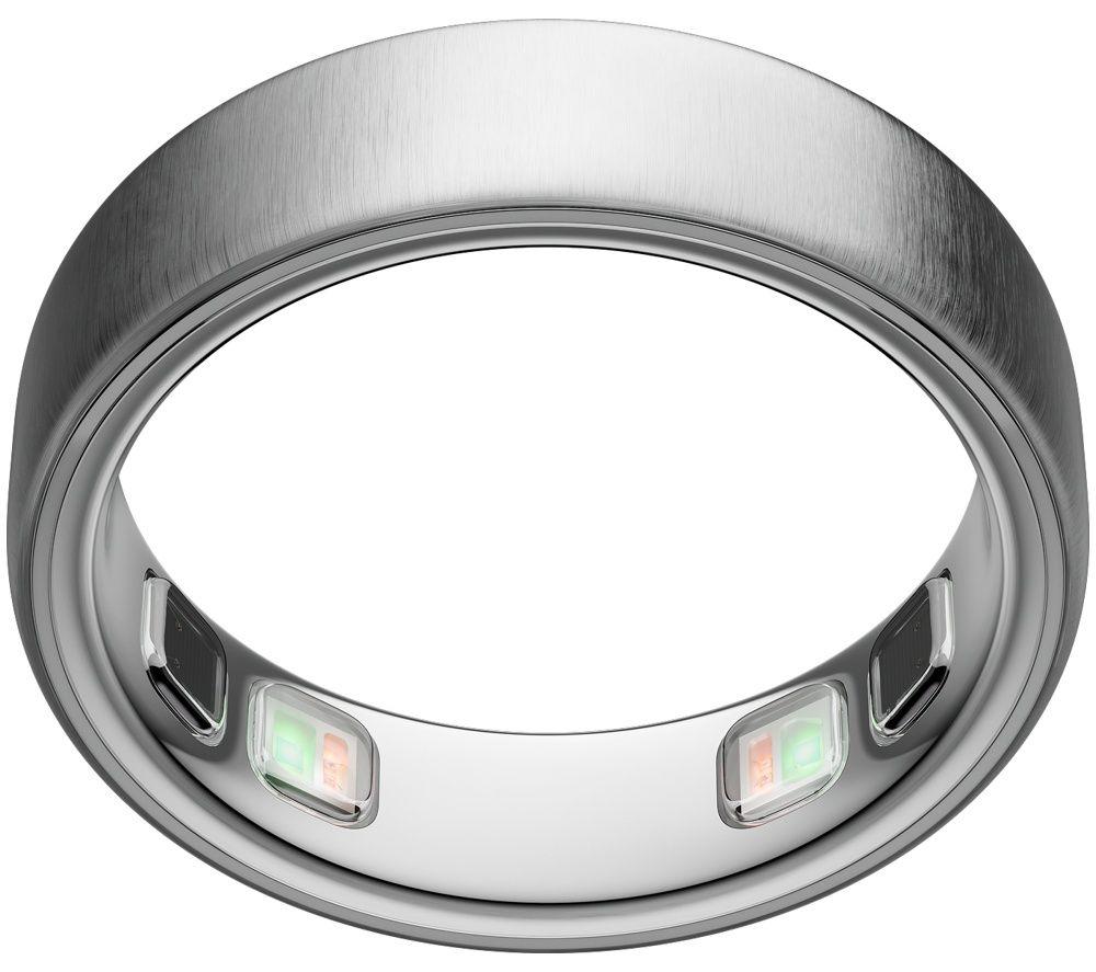 Oura Ring 5  Brushed Silver, Size 10, Silver/Grey