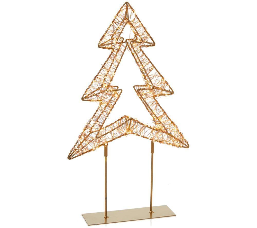 PREMIER Warm White Lit Christmas Tree Tabletop Decoration - 45 cm, Rose Gold