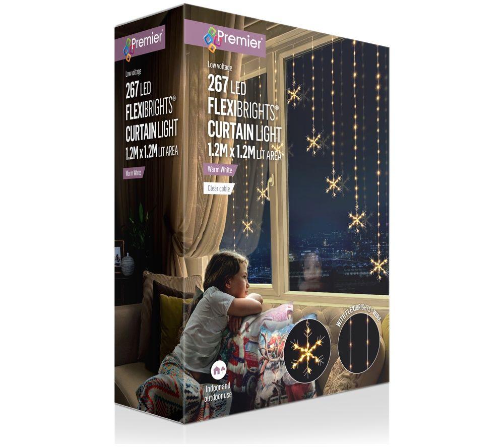 PREMIER Flexibright Snowflake V 267 Warm White LED Curtain Light - 1.2 x 1.2 m