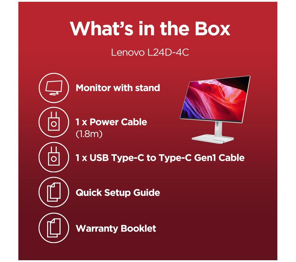 LENOVO L24D-4C Full HD 23.8" IPS Monitor - Grey image number 11 of 11